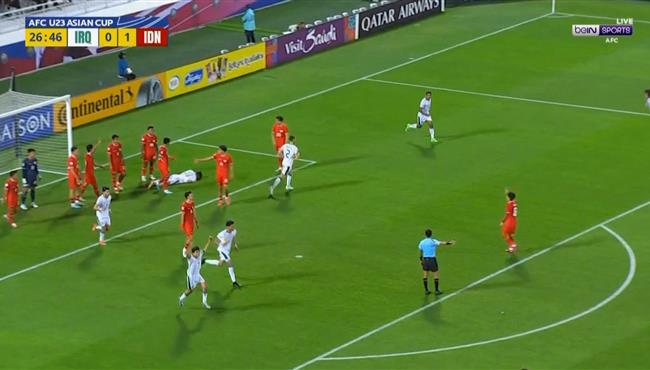 هدف العراق الاول في مرمي اندونيسيا بكاس اسيا تحت 23 عام