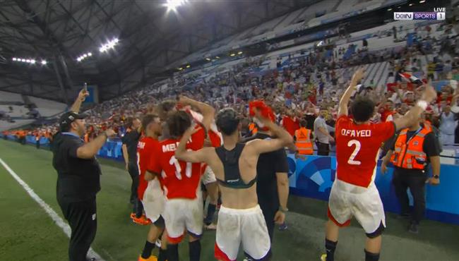فرحة لاعبو مصر الكبيرة بعد الفوز علي باراجواي والصعود لنصف نهائي اولمبياد باريس