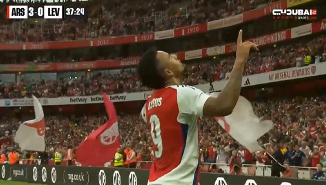 هدف جابريل خيسيوس مرمي باير ليفركوزن