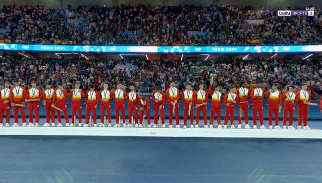 مراسم تتويج اسبانيا بذهبية كرة القدم في اولمبياد باريس