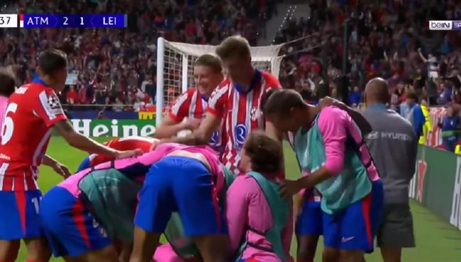 هدف فوز اتليتكو مدريد القاتل علي لايبزيج 2 1 دوري ابطال اوروبا