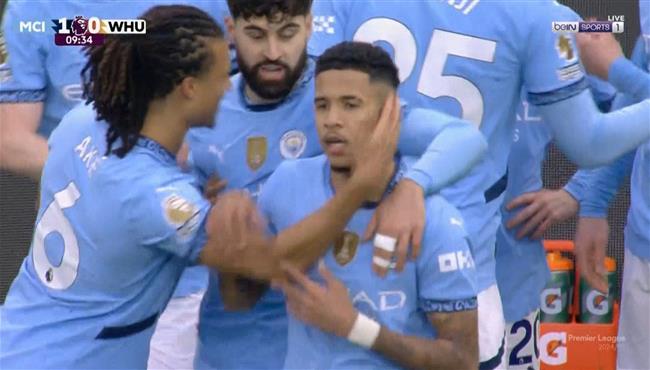 هدف مانشستر سيتي الاول في مرمي وست هام بالدوري الانجليزي