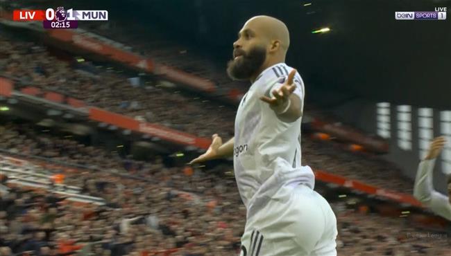 هدف مانشستر يونايتد الاول في مرمي ليفربول بالدوري الانجليزي