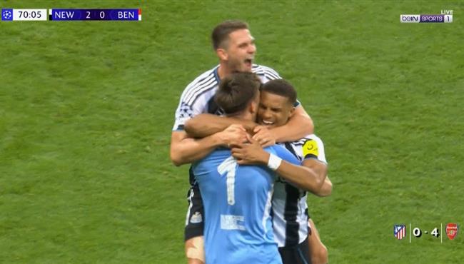 هدف نيوكاسل الثاني في مرمي بنفيكا اسيست حارس المرمي