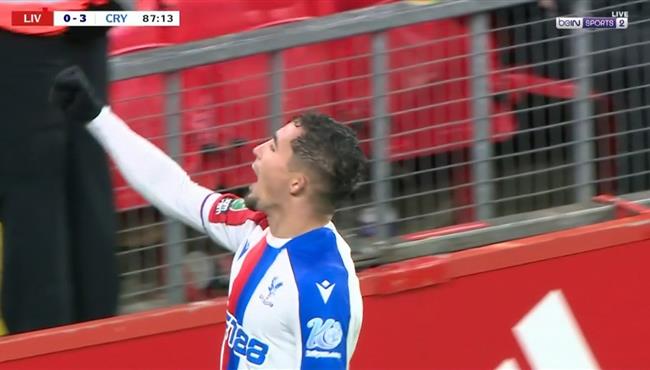 هدف كريستال بالاس الثالث في مرمي ليفربول بكأس الرابطة الانجليزية