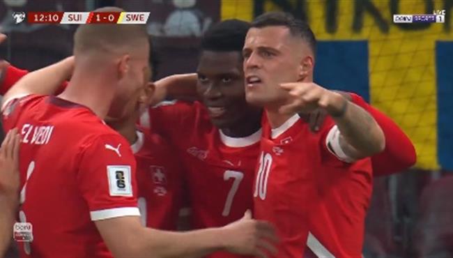 هدف سويسرا الاول في مرمي السويد بتصفيات كأس العالم