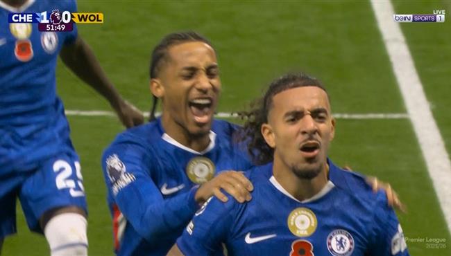 هدف تشيلسي الاول في مرمي ولفرهامبتون بالدوري الانجليزي