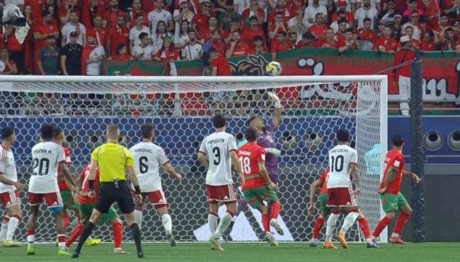 العارضة تحرم الامارات من هدف التعادل امام المغرب بكأس العرب