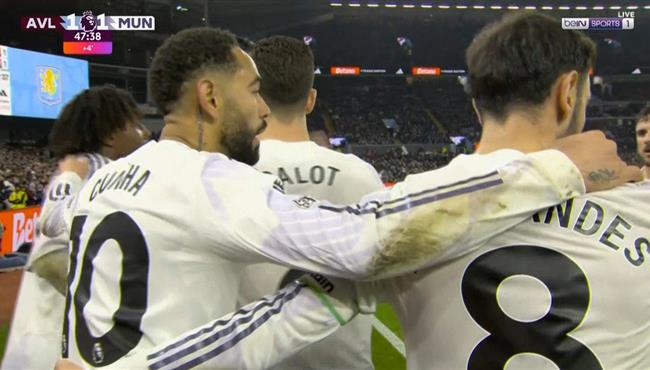 اهداف مباراة مانشستر يونايتد واستون فيلا 1 2 الدوري الانجليزي