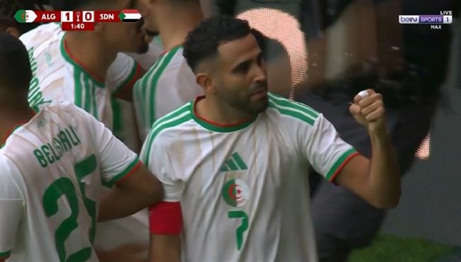 هدف رياض محرز الاول في مرمي السودان بكأس امم افريقيا