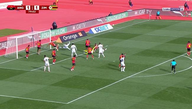 انقاذ رائع من لاعب انجولا لمرماه امام زيمبابوي بكأس امم افريقيا