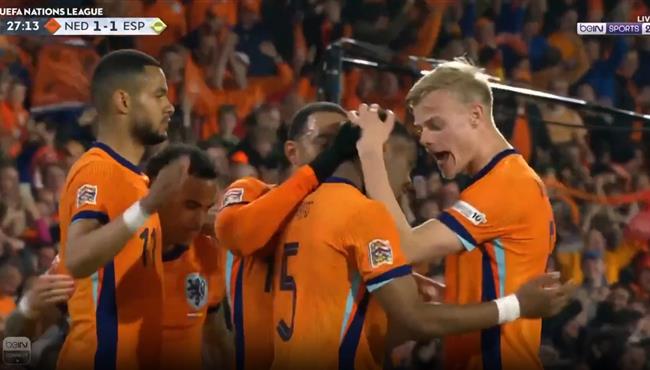 هدف تعادل هولندا مع اسبانيا 1 1 دوري الامم الاوروبيه