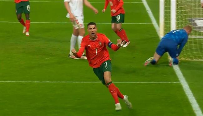 هدف رونالدو في مرمي الدنمارك بدوري الامم الاوروبيه