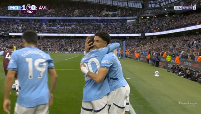 اسيست عمر مرموش في مباراة مانشستر سيتي واستون فيلا بالدوري الانجليزي