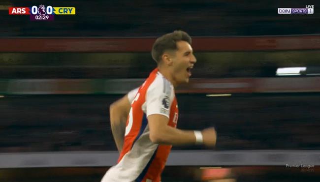 هدف ارسنال الاول في مرمي كريستال بالاس بالدوري الانجليزي