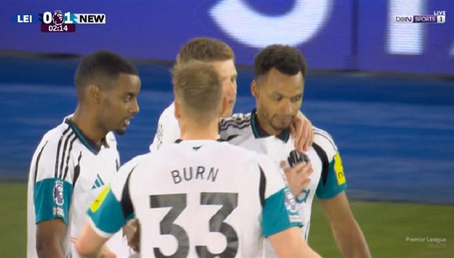 هدف نيوكاسل يونايتد الاول في مرمي ليستر سيتي بالدوري الانجليزي