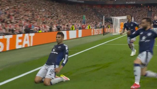 هدف مانشستر يونايتد الأول في مرمى اتلتيك بلباو بعد أسيست رائع من ماجواير