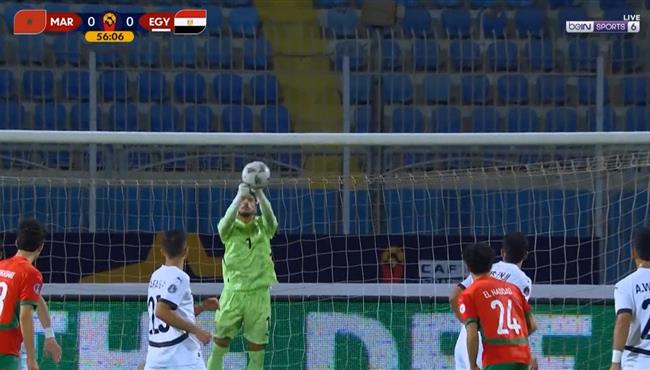 تصدي عبد المنعم تامر يحرم المغرب من تسجيل هدف امام مصر بكأس امم افريقيا تحت 20 عام