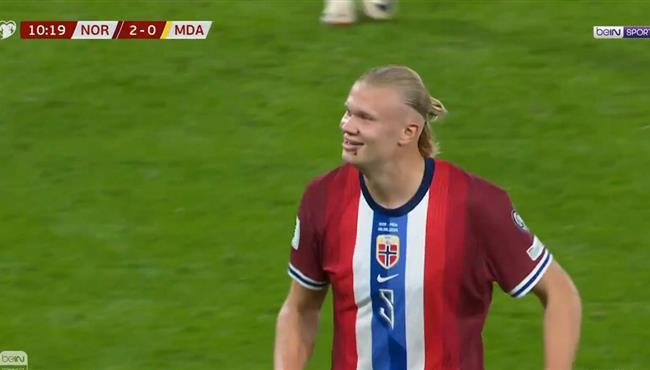 هدف هالاند الاول في مرمي مولدوفا بتصفيات كأس العالم