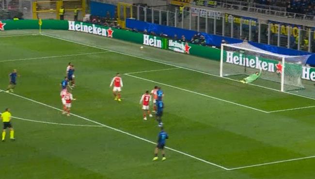 هدف تعادل انتر ميلان الصاروخي مع ارسنال 1 1 دوري ابطال اوروبا