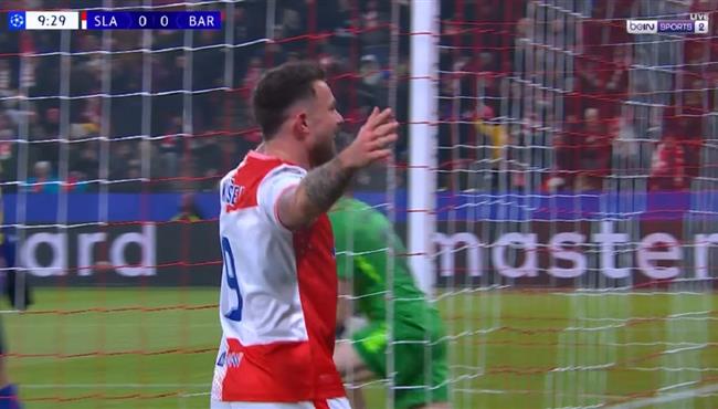 هدف سلافيا براج الاول في مرمي برشلونة بدوري ابطال اوروبا