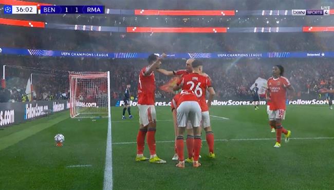 هدف تعادل بنفيكا مع ريال مدريد بدوري ابطال اوروبا