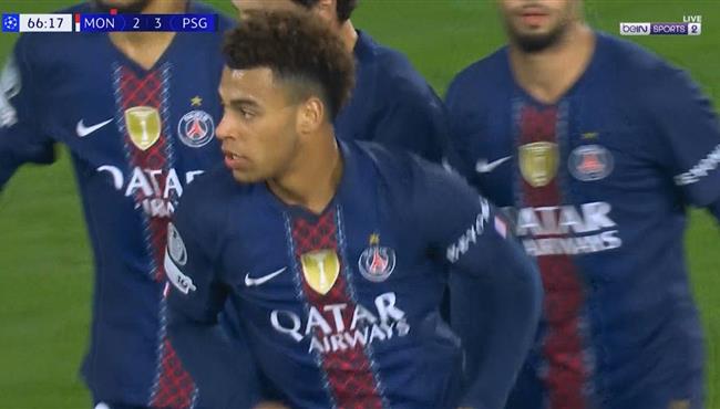 هدف باريس سان جيرمان الثالث في مرمي موناكو بدوري ابطال اوروبا