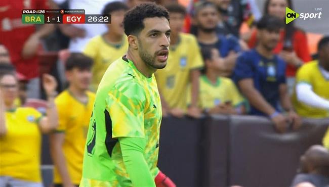تصديات مصطفي شوبير في مباراة مصر والبرازيل الودية