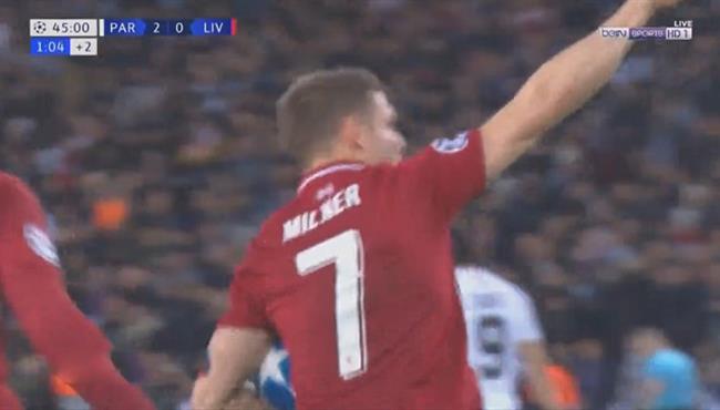 هدف ليفربول الاول في مرمي باريس سان جيرمان ميلنر