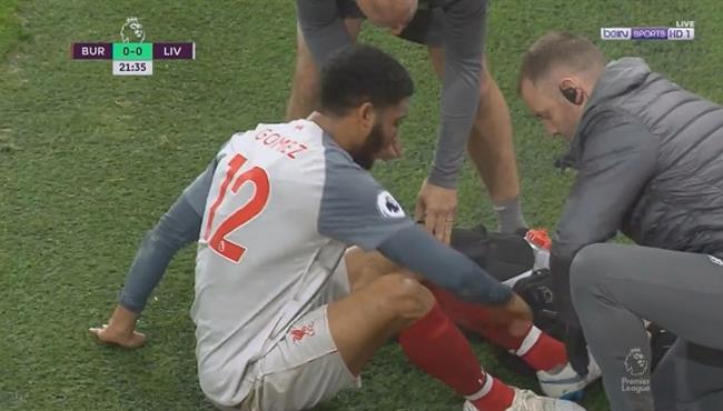 اصابة جوميز وتبديله في مباراة ليفربول وبيرنلي