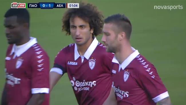 اسيست عمرو وردة في مباراة لاريسا وباناثينايكوس بالدوري اليوناني