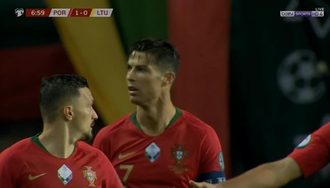 هدف كريستيانو رونالدو الاول في مرمي ليتوانيا بتصفيات امم اوروبا