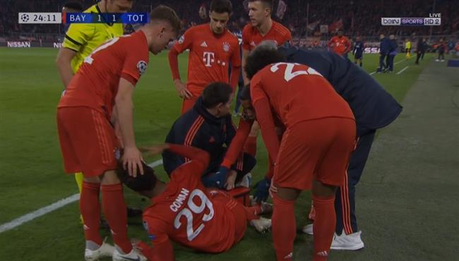 اصابة كومان وخروجه في مباراة بايرن ميونخ وتوتنهام