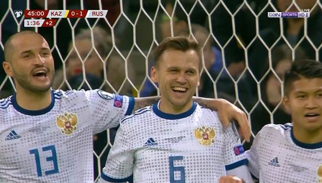 هدف روسيا الثاني في مرمي كازاخستان بتصفيات اليورو