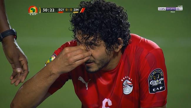 اصابة احمد حجازي في مباراة مصر وزيمبابوي