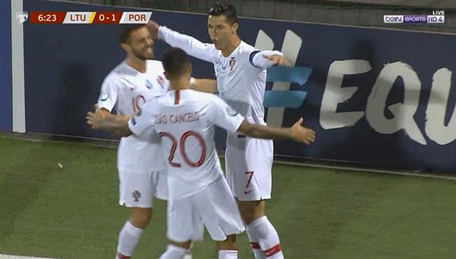 هدف كريستيانو رونالدو في مرمي لتوانيا بتصفيات امم اوروبا