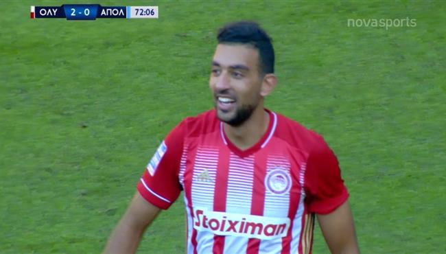 هدفا احمد حسن كوكا في مباراة اولمبياكوس وابولون سميرنيس بالدوري اليوناني
