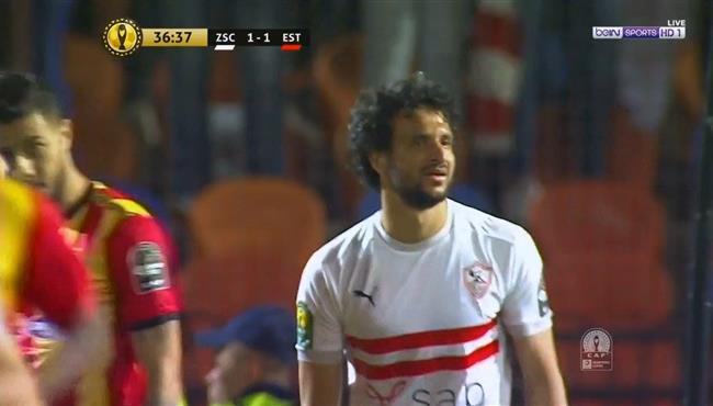 العارضة تحرم محمود علاء من تسجيل هدف الزمالك الثاني في مرمي الترجي