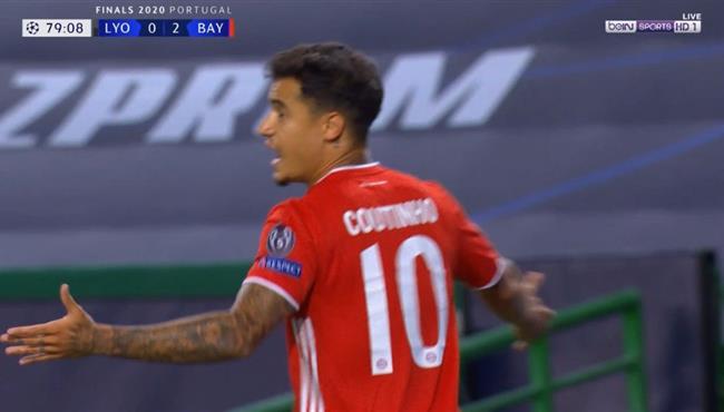 هدف كوتينيو الملغي امام ليون بداعي التسلل في دوري ابطال اوروبا