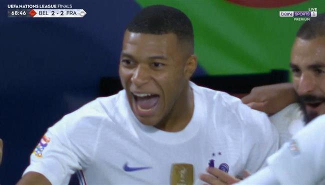 هدف مبابي في مرمي بلجيكا بدوري الامم الاوروبية