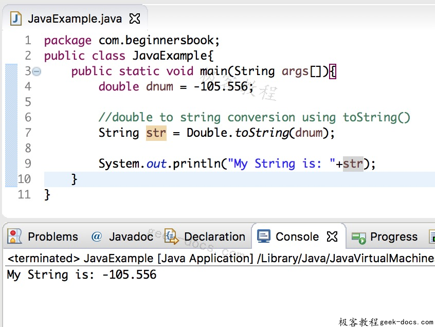 Java 实例 double到字符串的转换