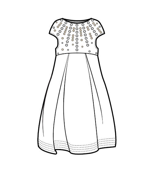 连衣裙无袖联谊去特殊点点设计服装设计手稿矢量图