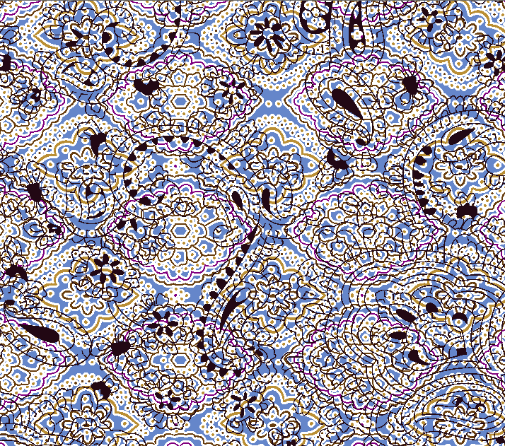 复古几何花纹腰果花型印花矢量图纺织面料水印数码印花金昌花型
