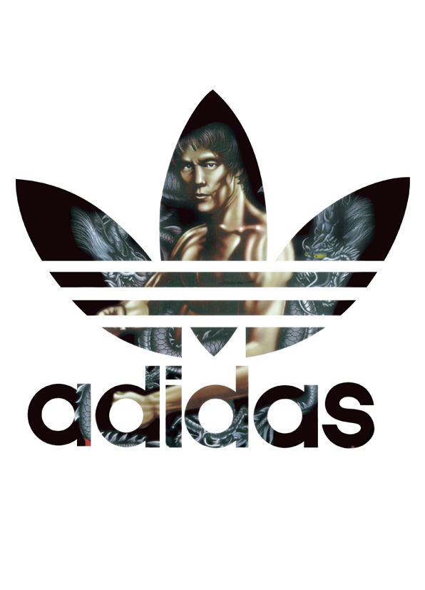三叶草adidas李小龙免抠图服装T恤裁片烫图印花花型素材