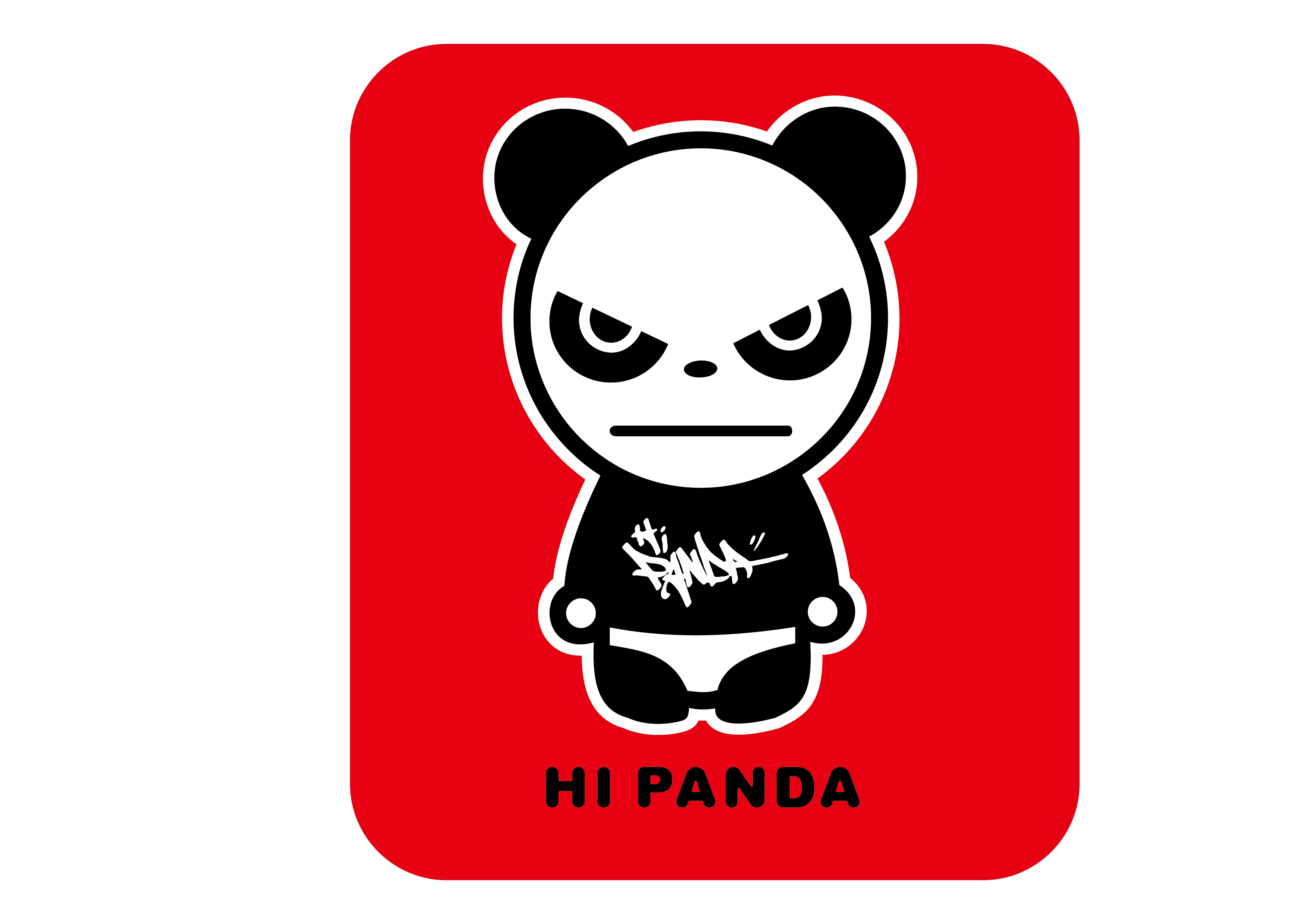 潮牌HI PANDA字母印花图案服装T恤裁片烫图印花花型素材