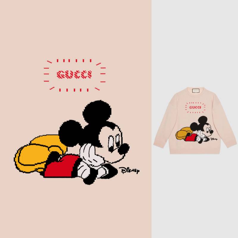 几何字母GUCCI米奇印花矢量图服装裁片T恤烫图印花花型素材
