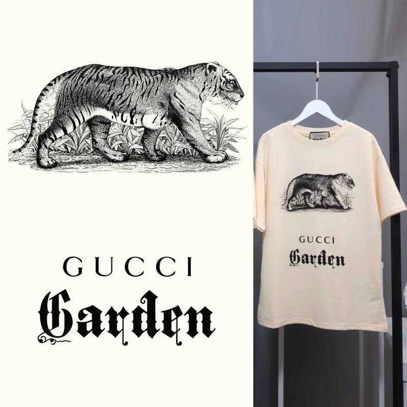 几何字母GUCCI动物老虎印花矢量图服装裁片T恤烫图印花花型素材