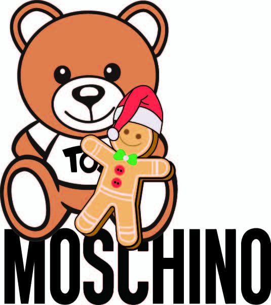 卡通动漫MOSCHINO熊拼接潮牌印花矢量图服装裁片T恤烫图印花花型素材