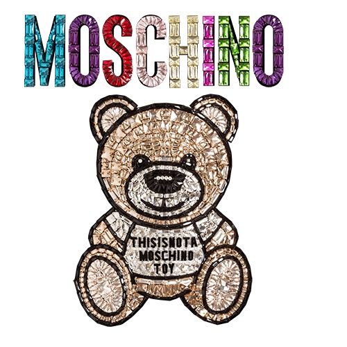 卡通潮牌MOSCHINO熊印花矢量图服装裁片T恤烫图印花花型素材