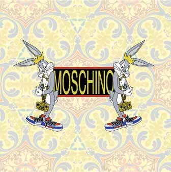 卡通动物潮牌字母MOSCHINO印花矢量图服装裁片T恤烫图印花花型素材